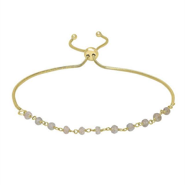 Gemistry 14k Gold over Sterling Silver Gemstone Beaded Adjustable Bracelet, Womens Labradorite Product Image