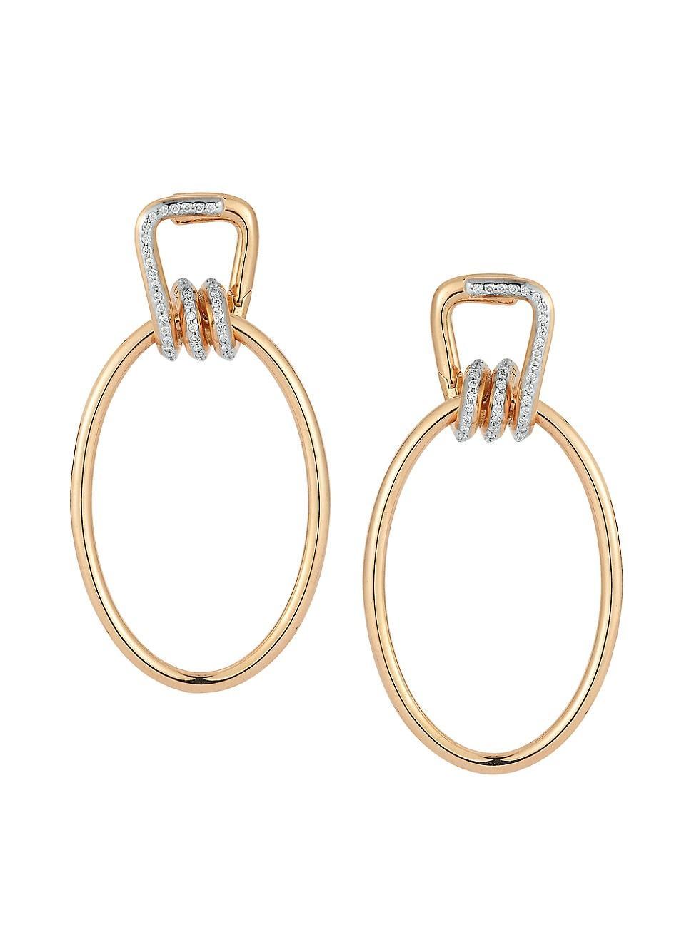 Womens Huxley 18K Rose Gold & 0.23 TCW Diamond Link Hoop Earrings Product Image