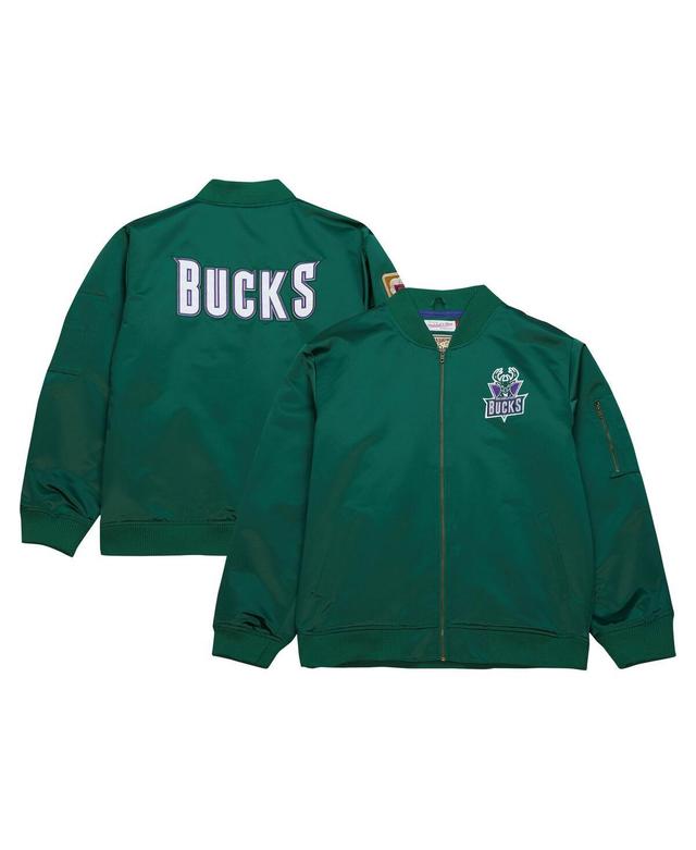 Mens Mitchell & Ness Milwaukee Bucks Hardwood Classics Vintage Logo Full-Zip Bomber Jacket Product Image