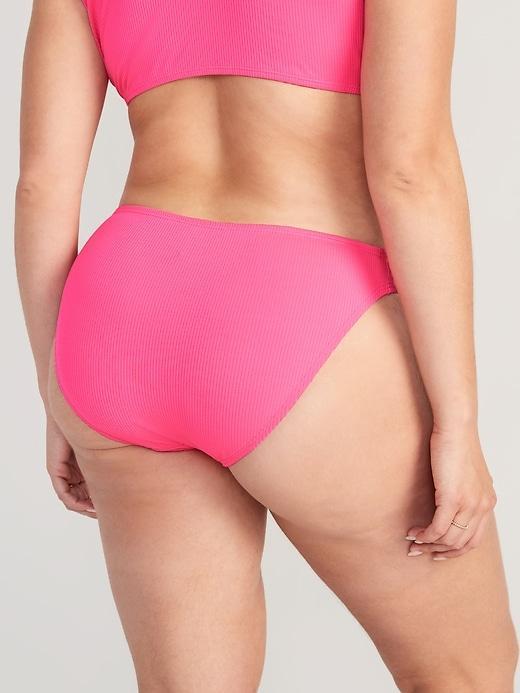 High-Waisted French-Cut Ribbed Bikini Swim Bottoms Product Image