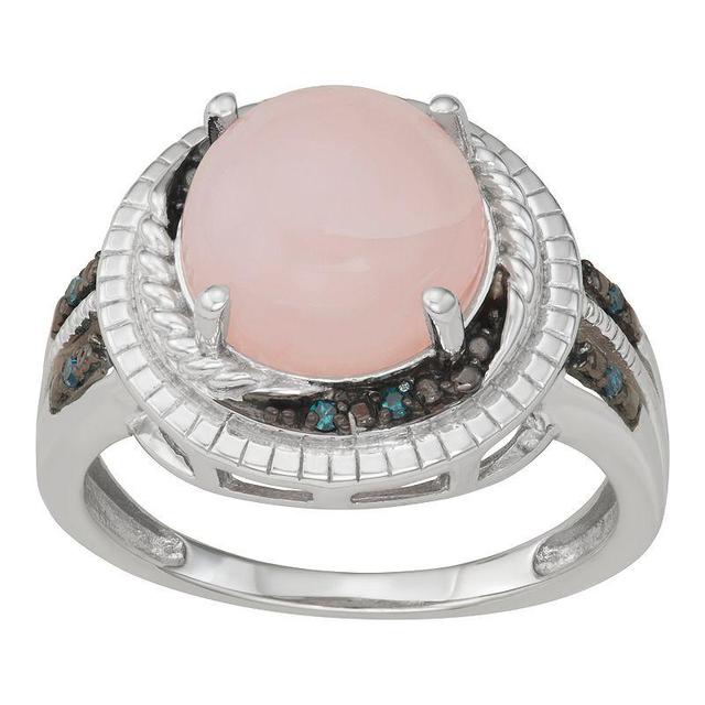 Jewelexcess Sterling Silver Pink Opal & Blue Diamond Accent Ring, Womens Product Image