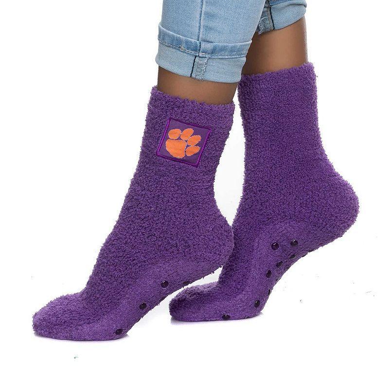 Womens ZooZatz Clemson Tigers Fuzzy Team Crew Socks Product Image