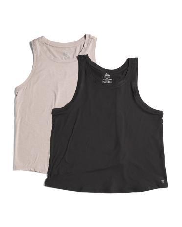 2Pk Jersey High Neck Tank Tops For Women Product Image