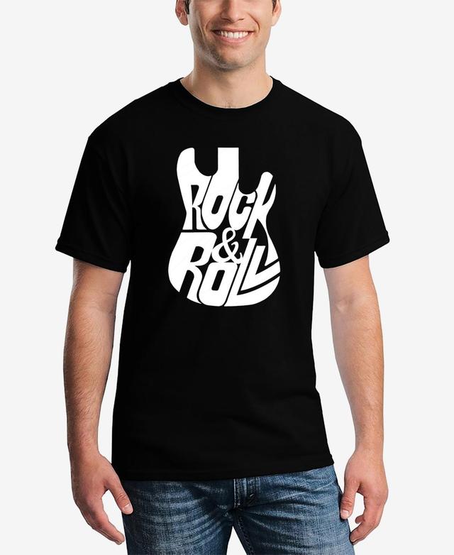 La Pop Art Rock And Roll Guitar - Mens Word Art T-Shirt Product Image