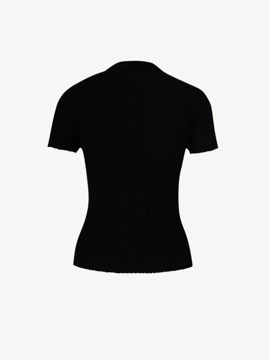 BALMAIN Logo-plaque Ribbed Knit Top In Black Product Image