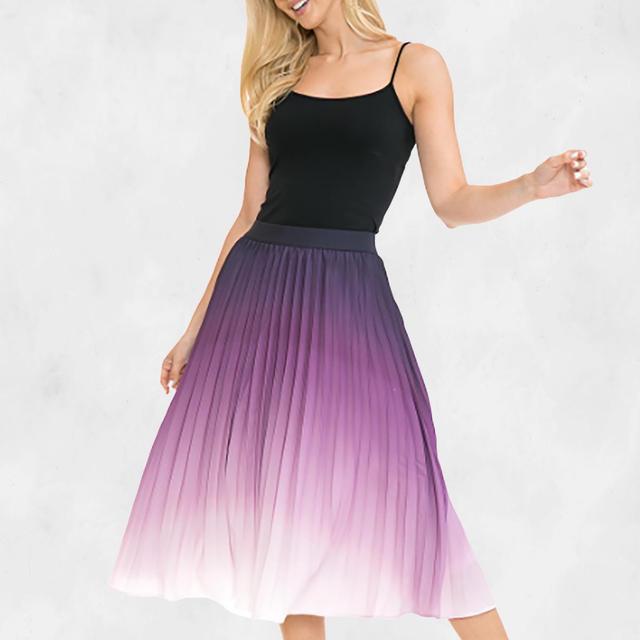 ANNVA USA High Waist Pleated A-line Swing Skirt Product Image