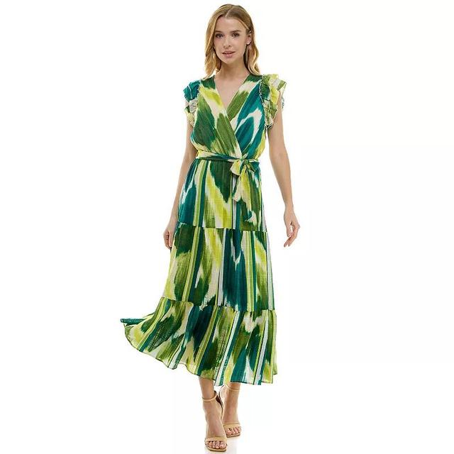 Womens Figueroa & Flower V-Neck Flutter Sleeve Belted Maxi Dress Product Image