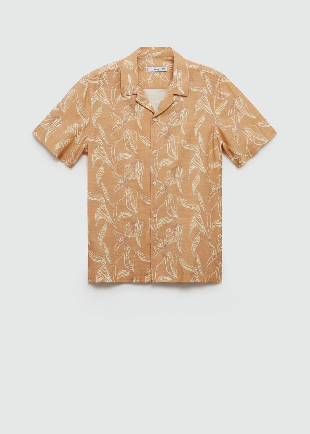 MANGO MAN - Printed fluid regular-fit shirt peachMen Product Image