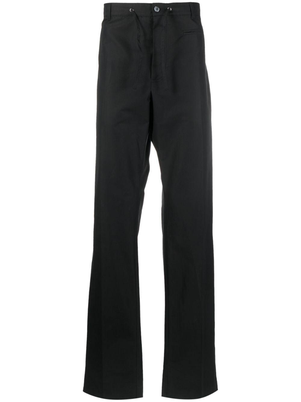 Drawstring-waist Straight-leg Trousers In Black Product Image