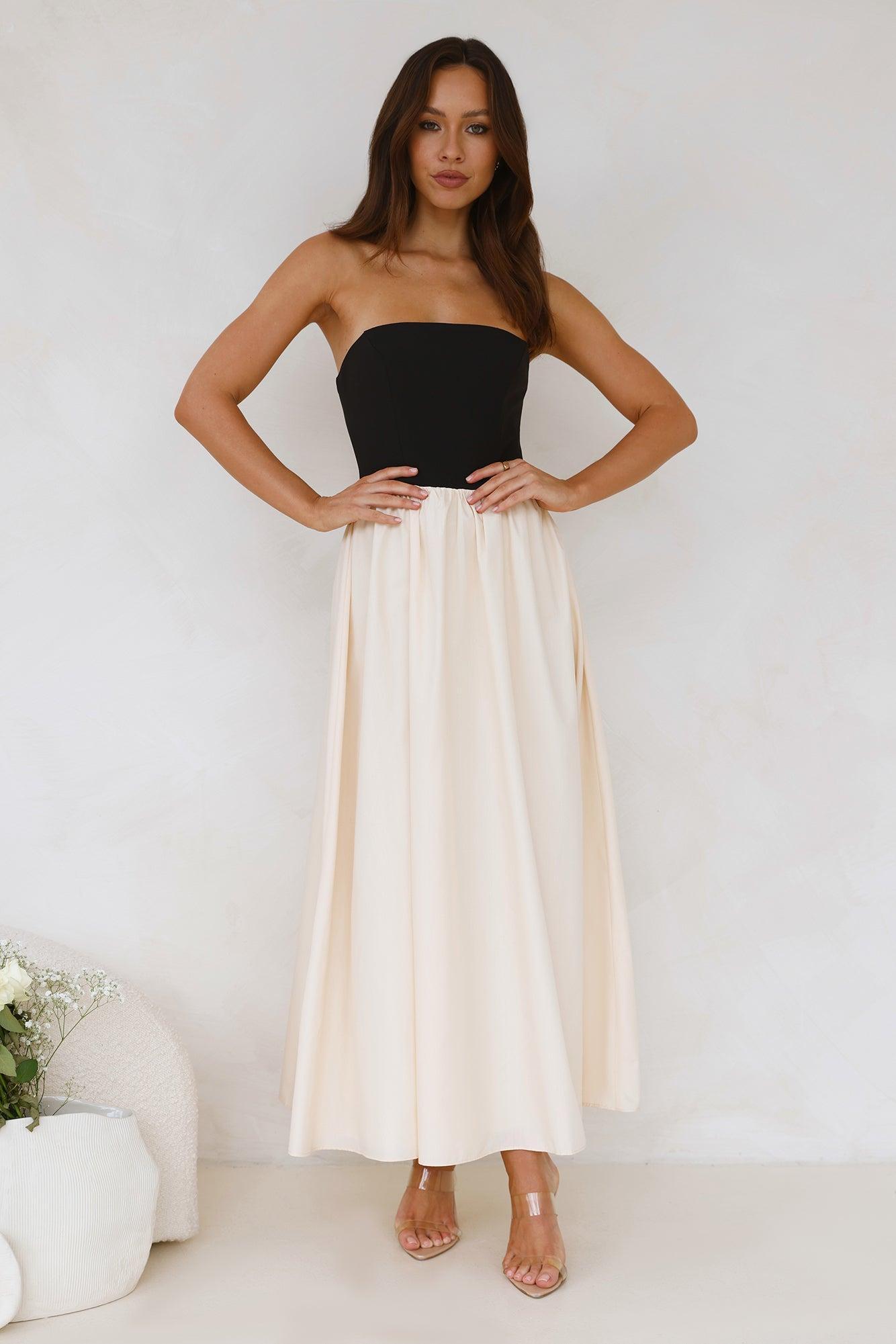 Lights Low Strapless Maxi Dress Cream Product Image