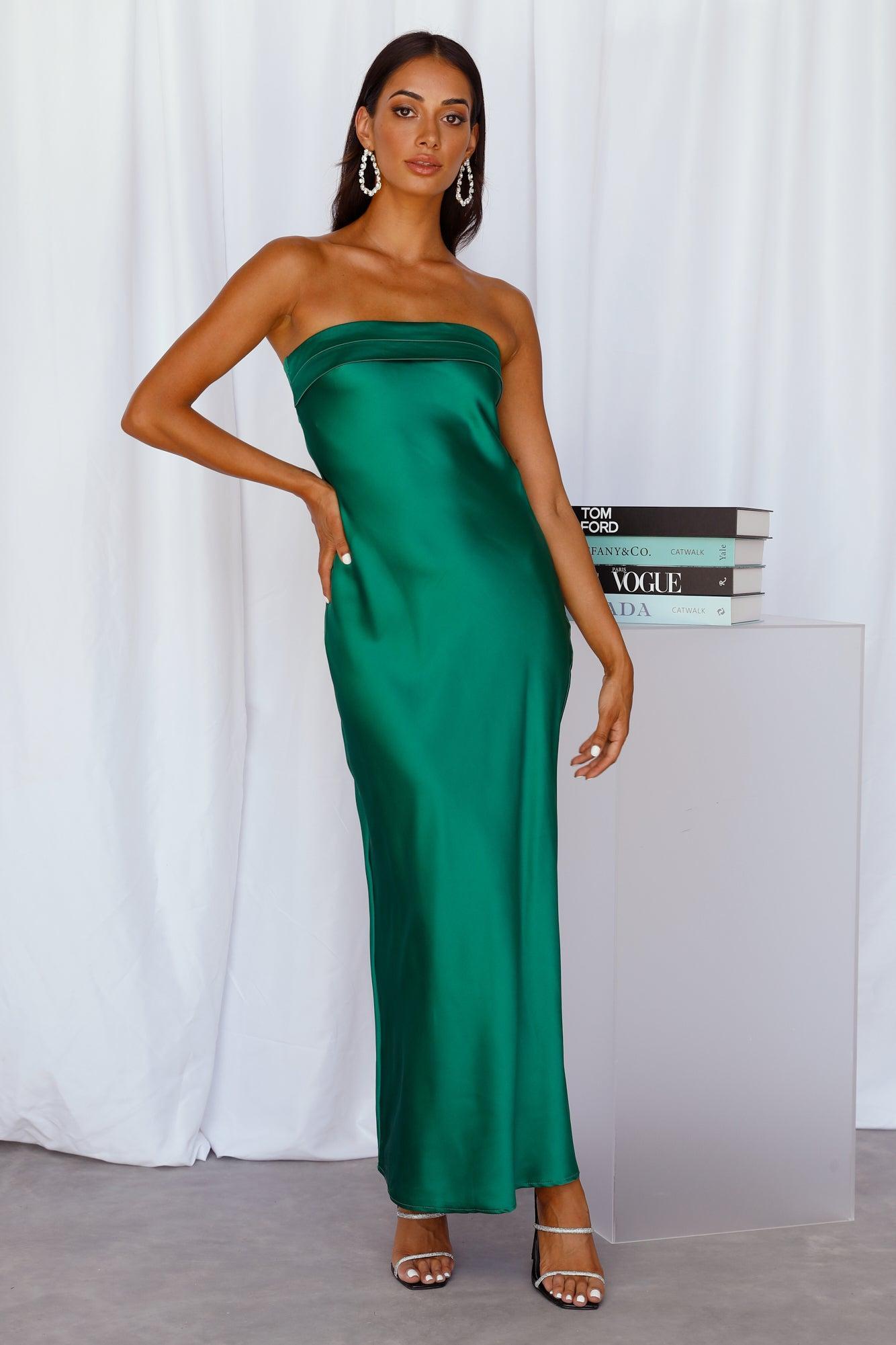 Coolness Calling Satin Maxi Dress Green Product Image