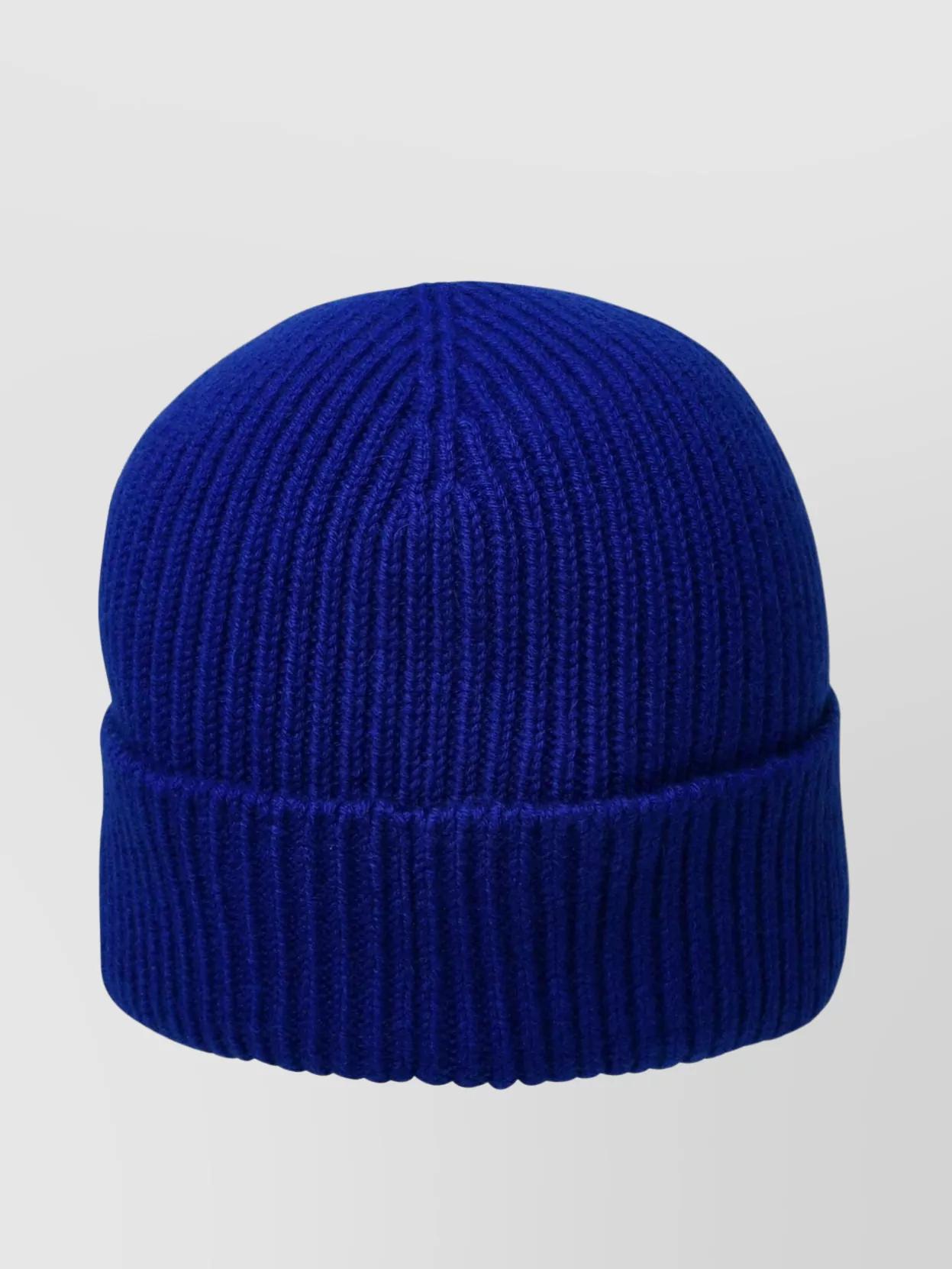 BURBERRY Ribbed Knit Cashmere Beanie Cuffed Design In Blue Product Image