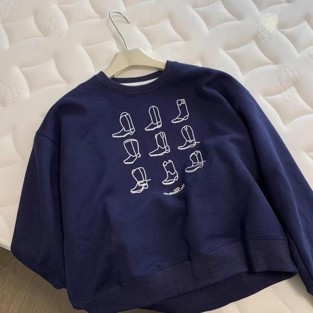 Crew Neck Boot Embroidered Sweatshirt Product Image