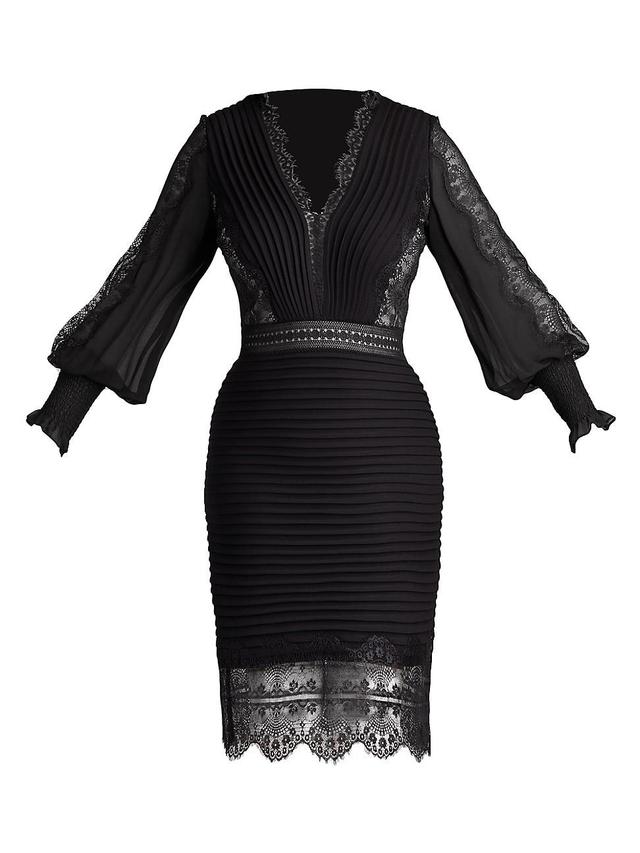 Tadashi Shoji Lace Detail Long Sleeve Cocktail Dress Product Image