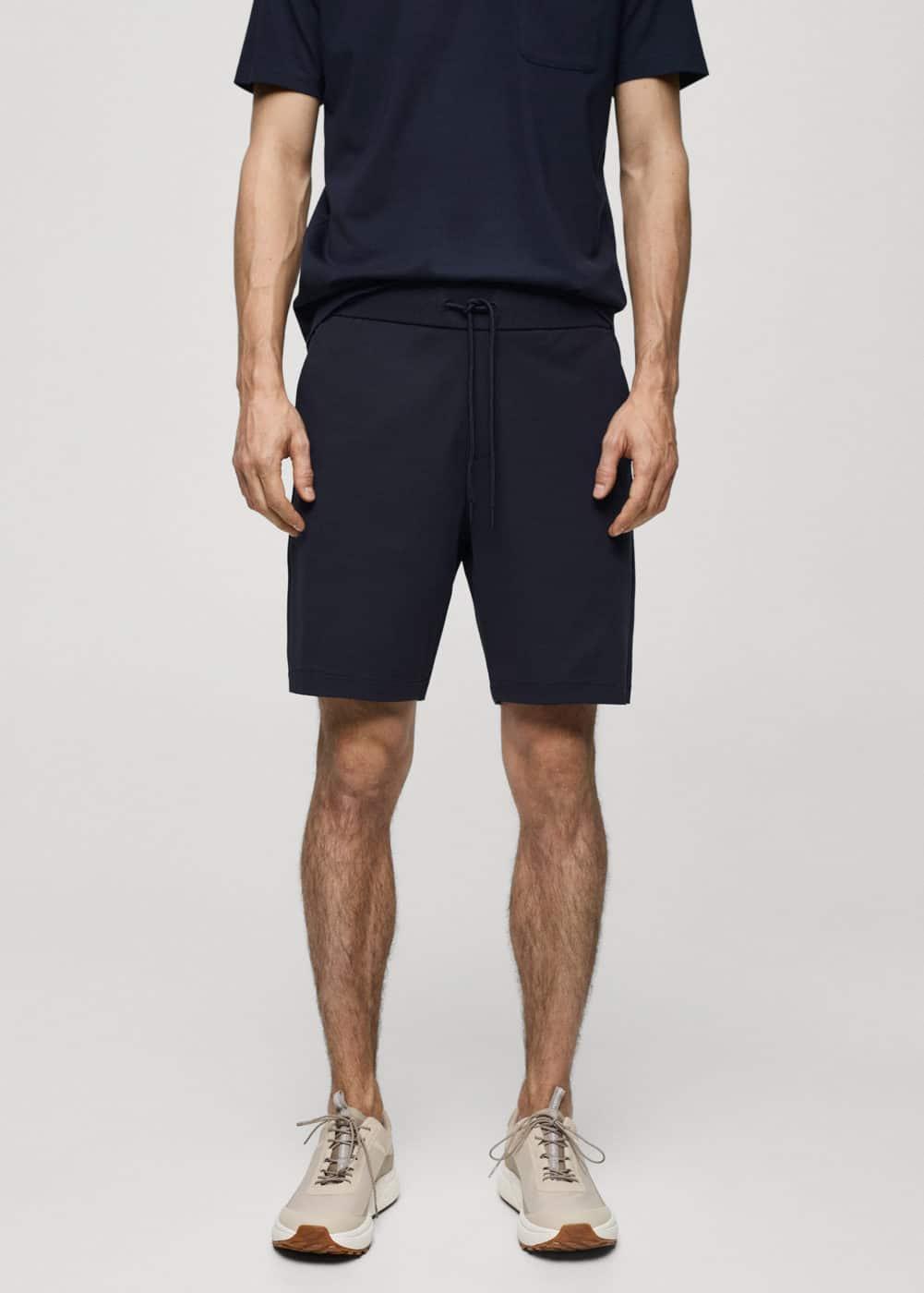 MANGO MAN - Technical fabric drawstring Bermuda shorts dark navyMen Product Image