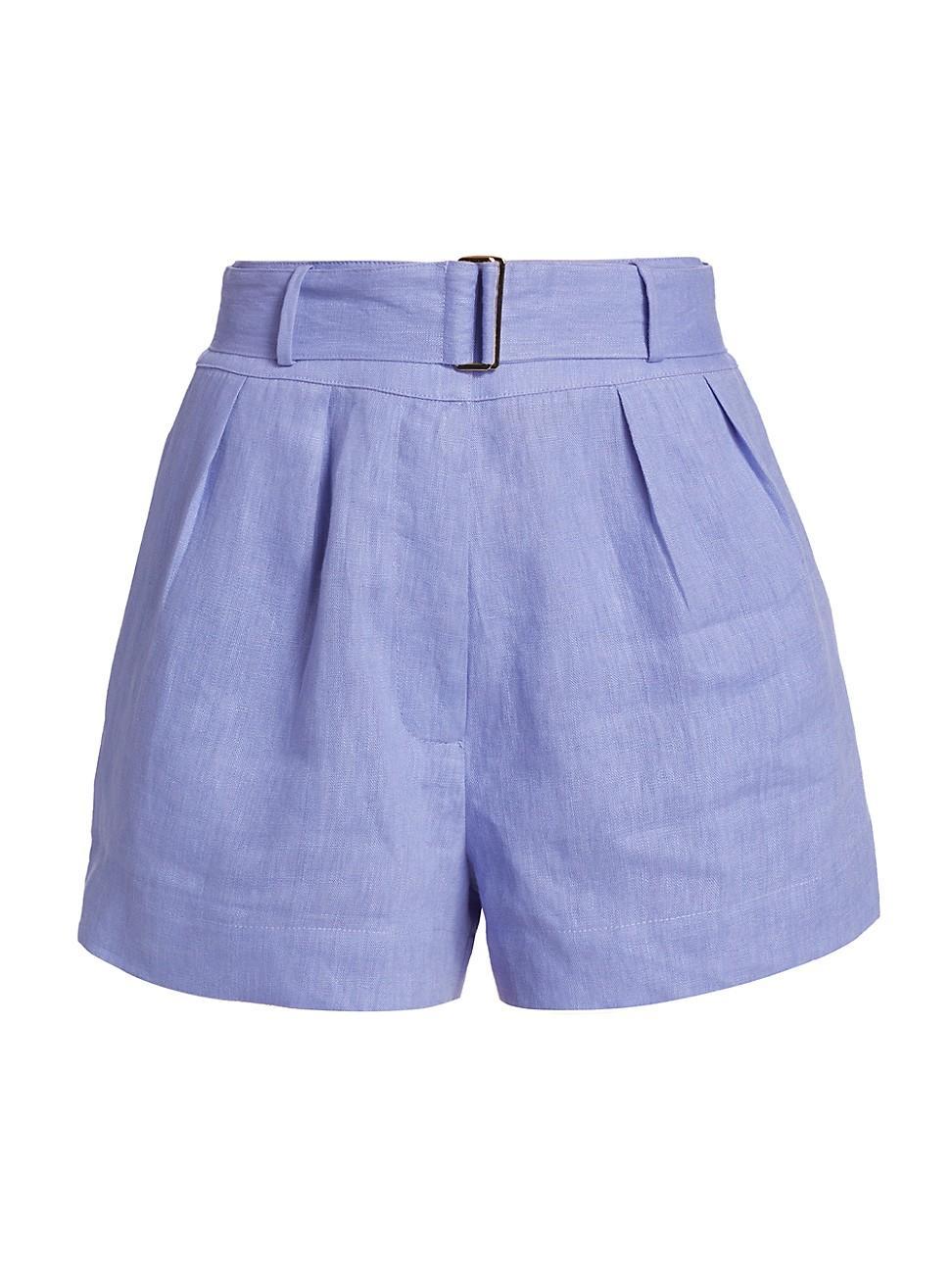 Womens Zinna Belted Linen Shorts Product Image