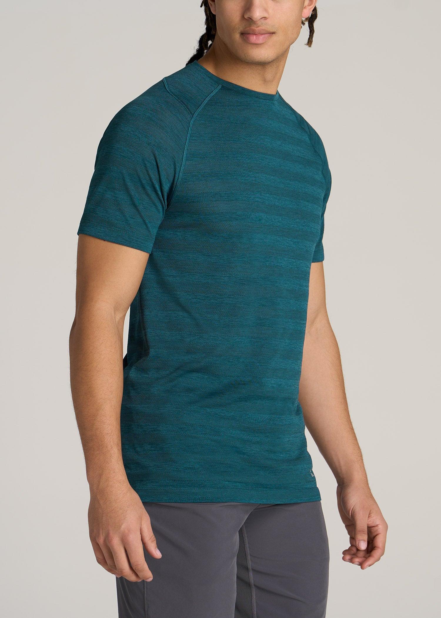 A.T. Performance MODERN-FIT Crewneck Raglan Short Sleeve T-Shirt for Tall Men in Teal Heather Male Product Image