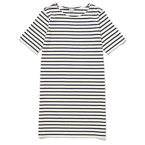 The Tee Dress - Cream/Navy Product Image