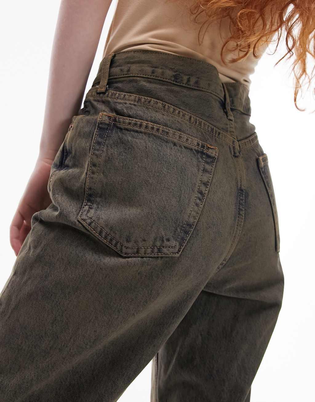 Topshop mid rise Dad jeans in grunge tint Product Image