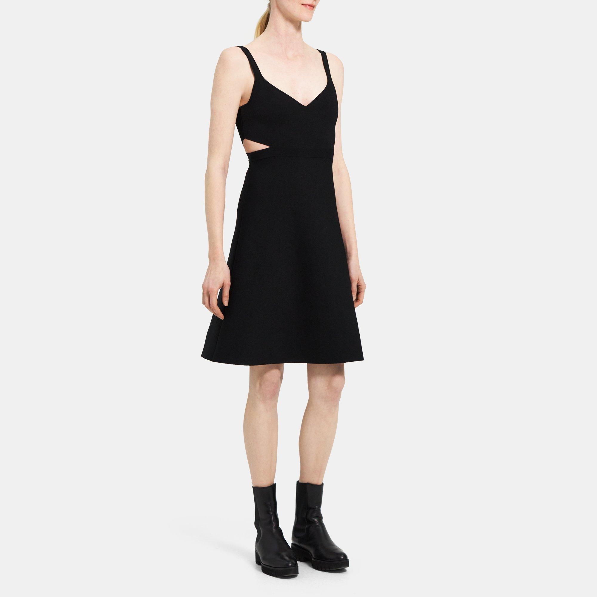 Black Crepe Knit Cut-Out Mini Dress | Theory Outlet Product Image