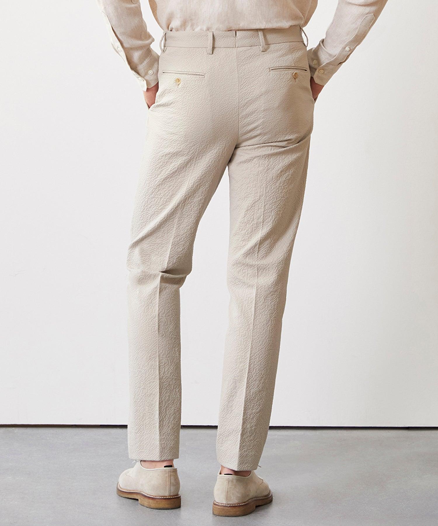 Italian Seersucker Sutton Trouser in Stone Product Image