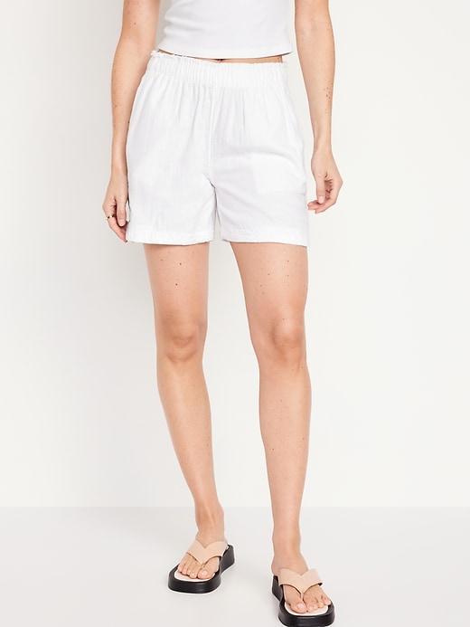 High-Waisted Crinkle Gauze Shorts -- 5-inch inseam product image