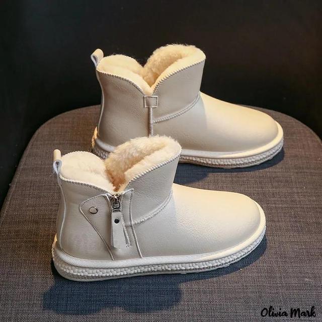 Olivia Mark – Thick Snow Boots Winter Thick Warm Short Boots Product Image