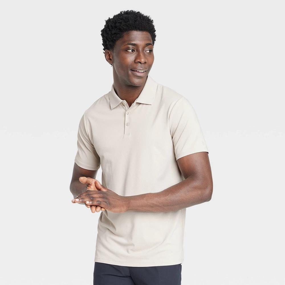 Mens Textured Polo Shirt - All In Motion Light Taupe Product Image