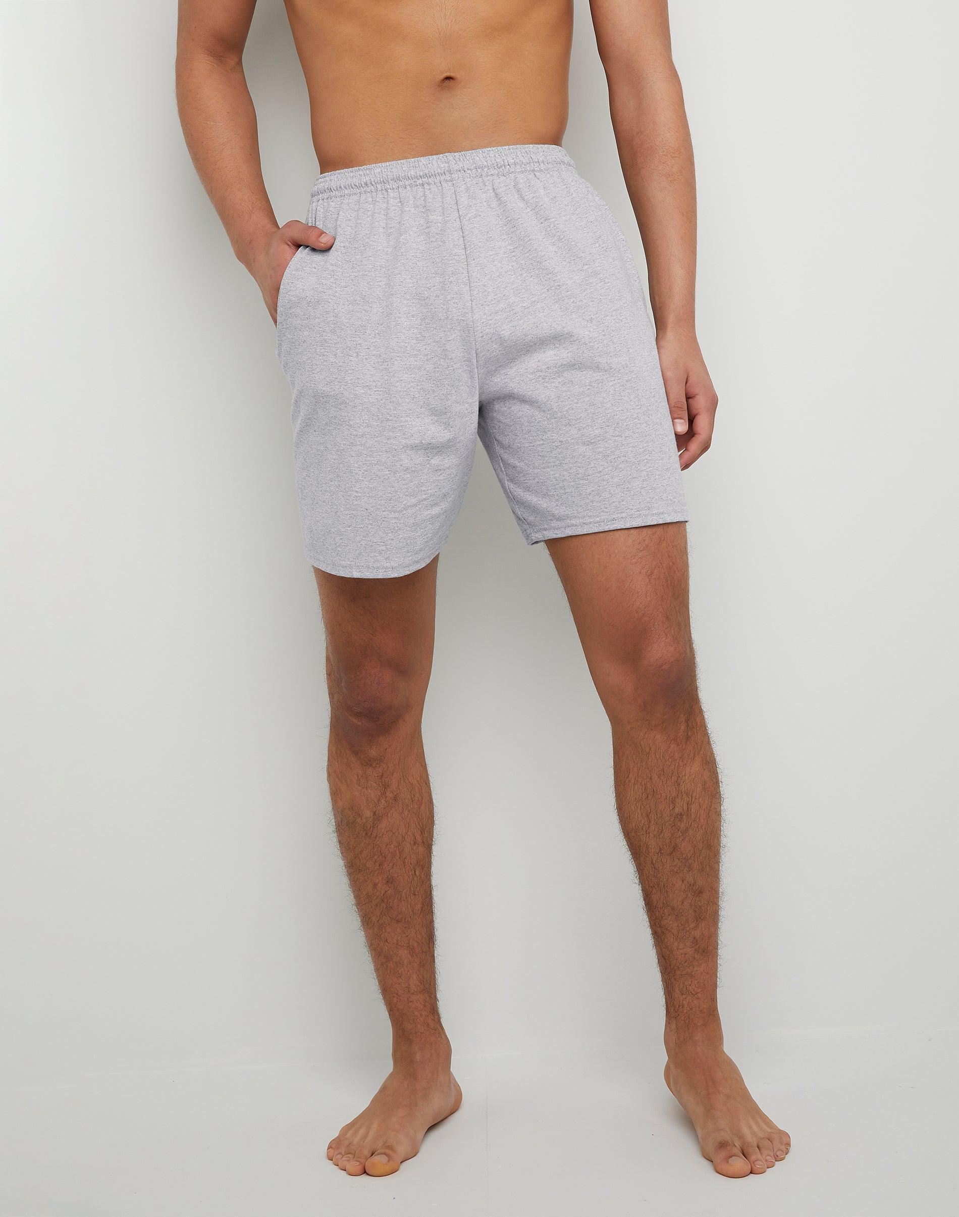 Mens Hanes ComfortSoft Jersey Pocket Shorts Grey Heather Product Image