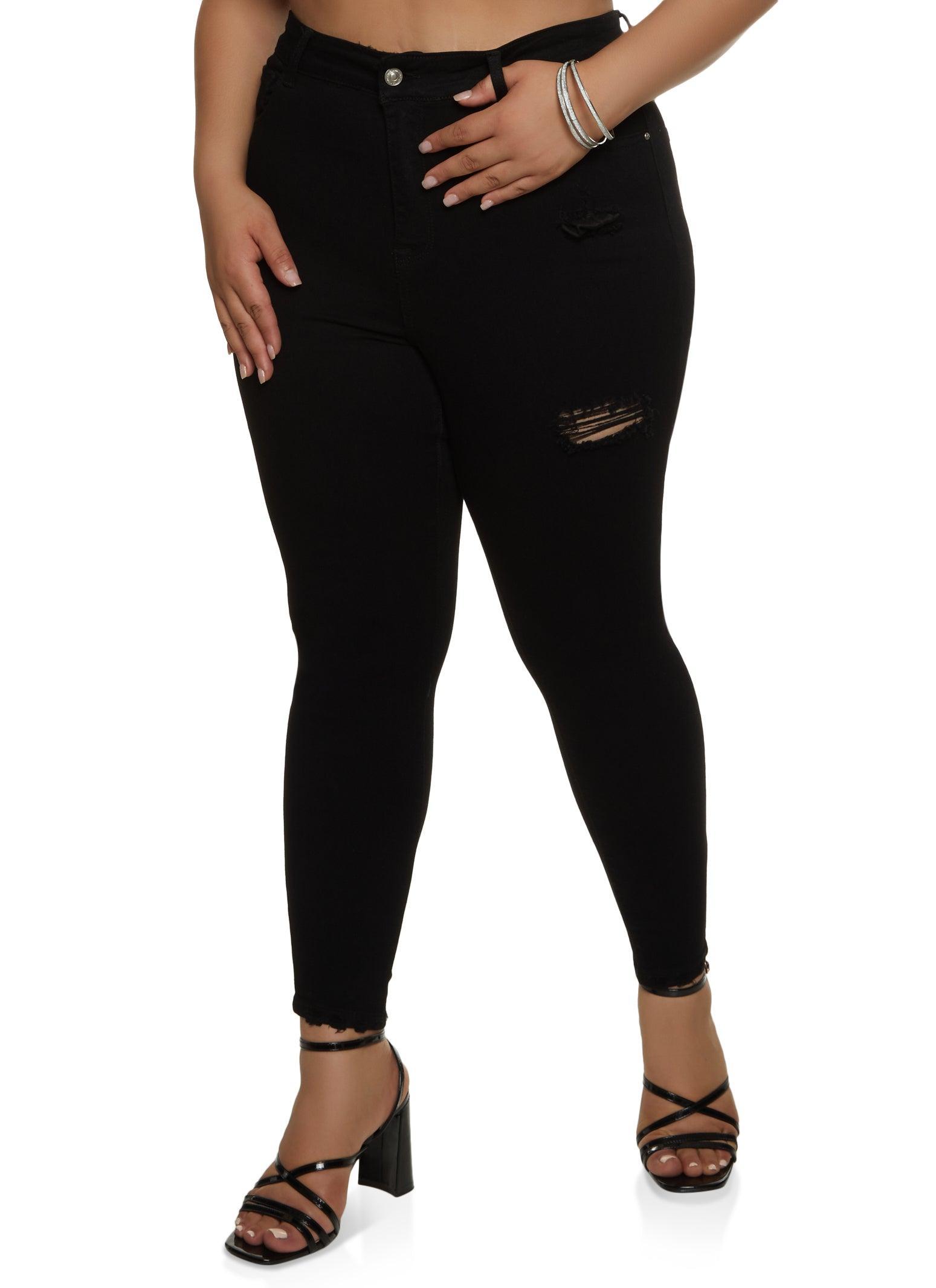 Womens Plus Size WAX Distressed High Rise Skinny Jeans Product Image