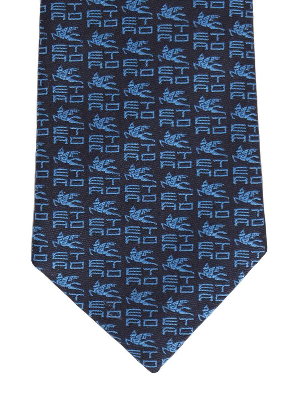 ETRO All-over Monogram-pattern Tie In Blue Product Image