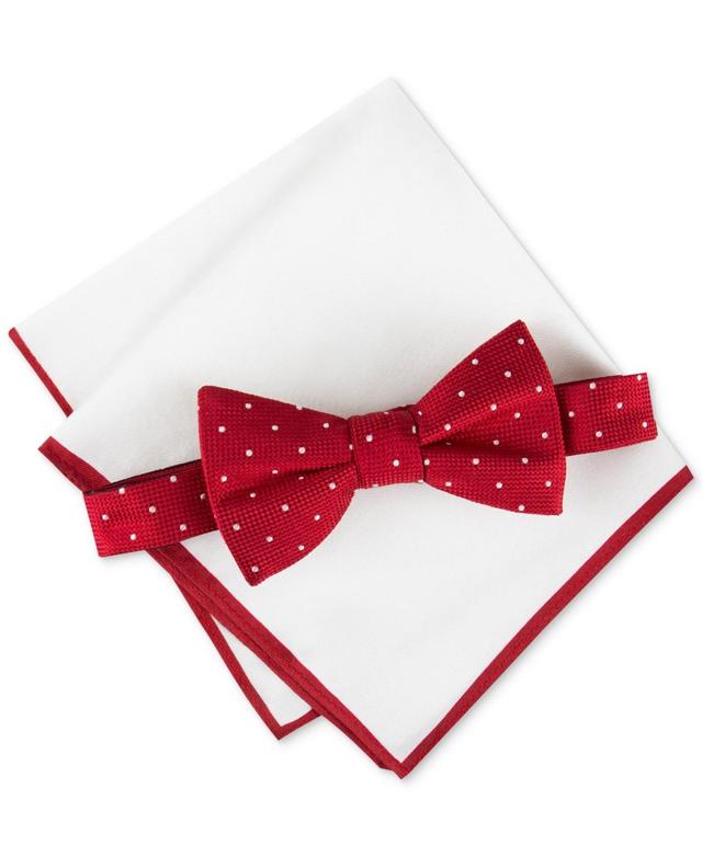 Tommy Hilfiger Mens Metcalf Dot Bow Tie & Tipped Pocket Square Set Product Image