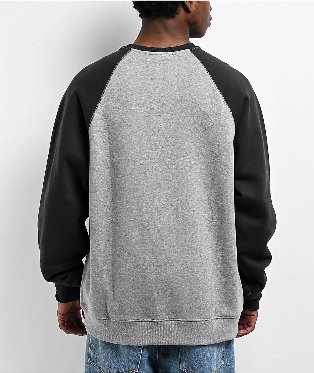 Volcom Homak Grey Raglan Crewneck Sweatshirt Product Image