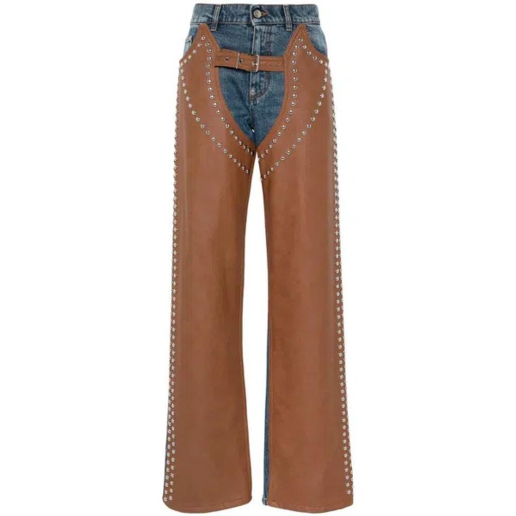 Studded Chaps-effect Altermat & Denim Jeans In Blue Product Image