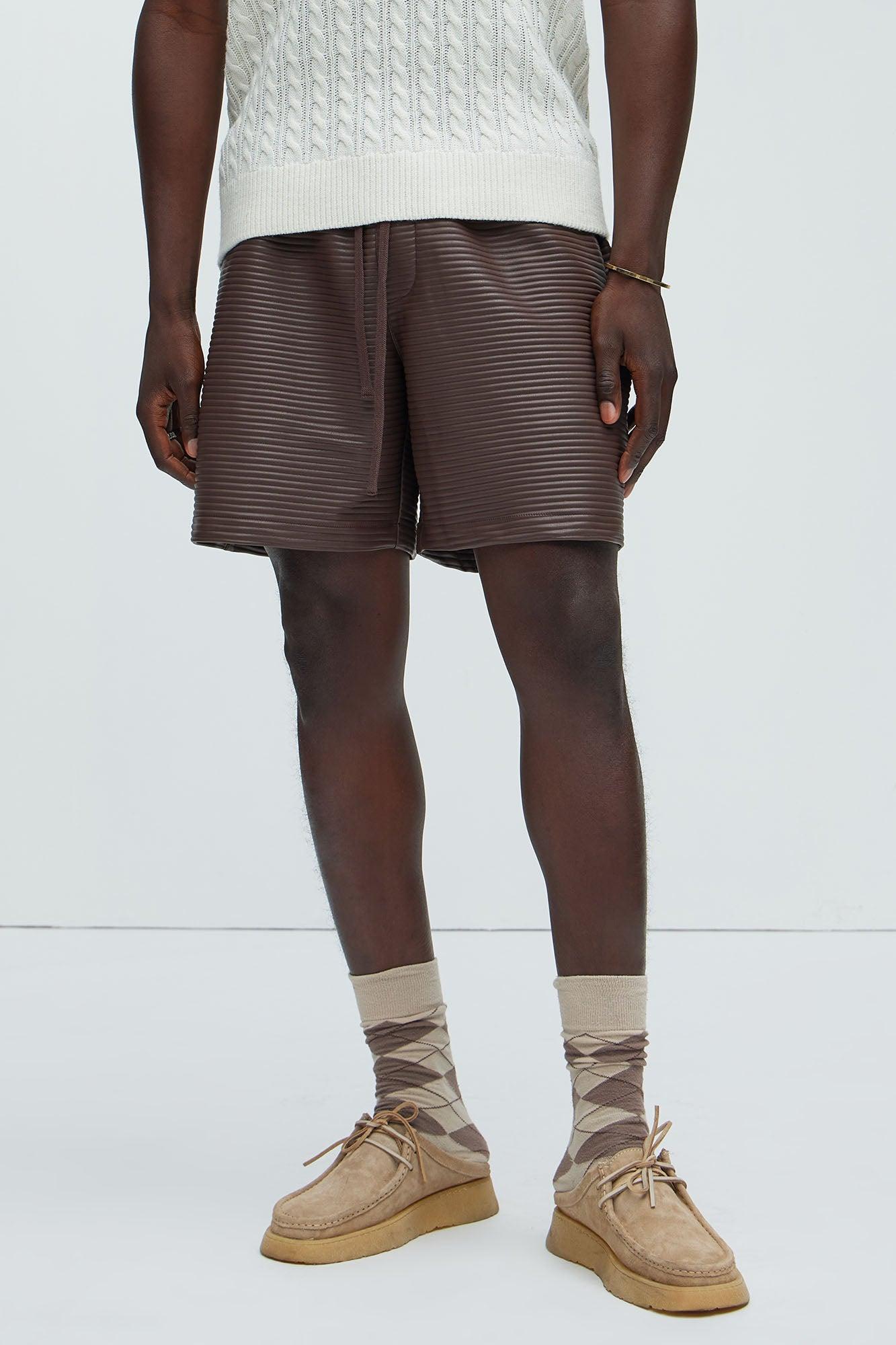 Renzo Textured Shorts - Brown Product Image