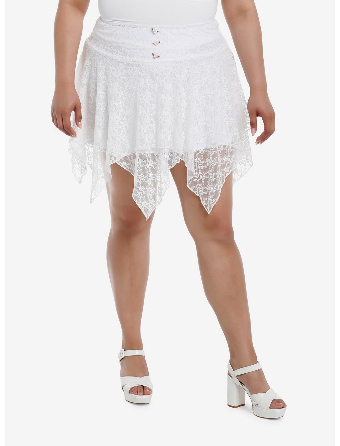 Sweet Society White Lace Rose Hanky Hem Skirt Plus Size product image