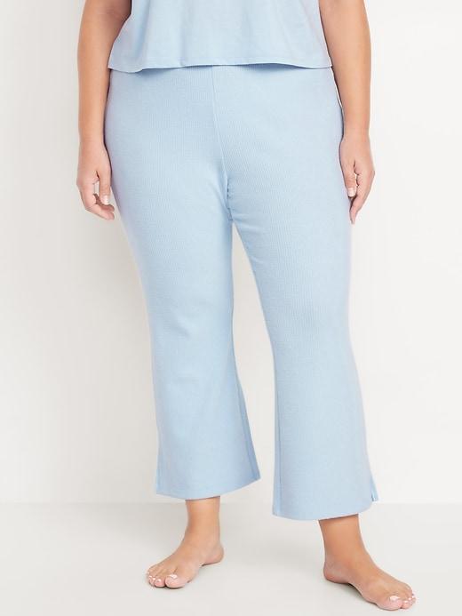 High-Waisted Ribbed Crop Flare Lounge Pants Product Image