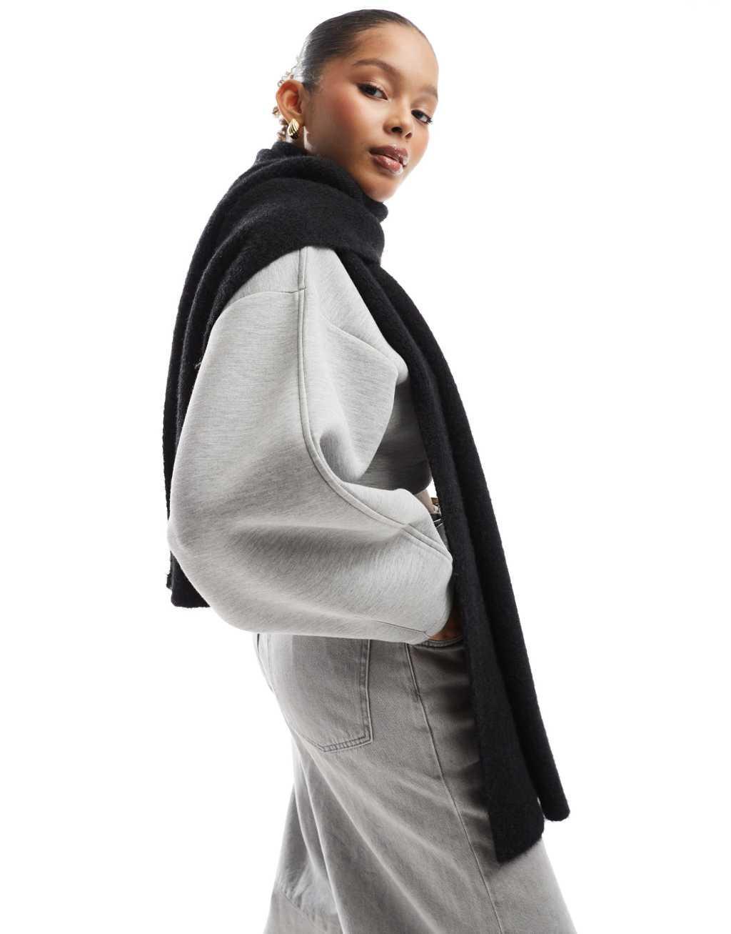 Cotton On fluffy scarf in black Product Image