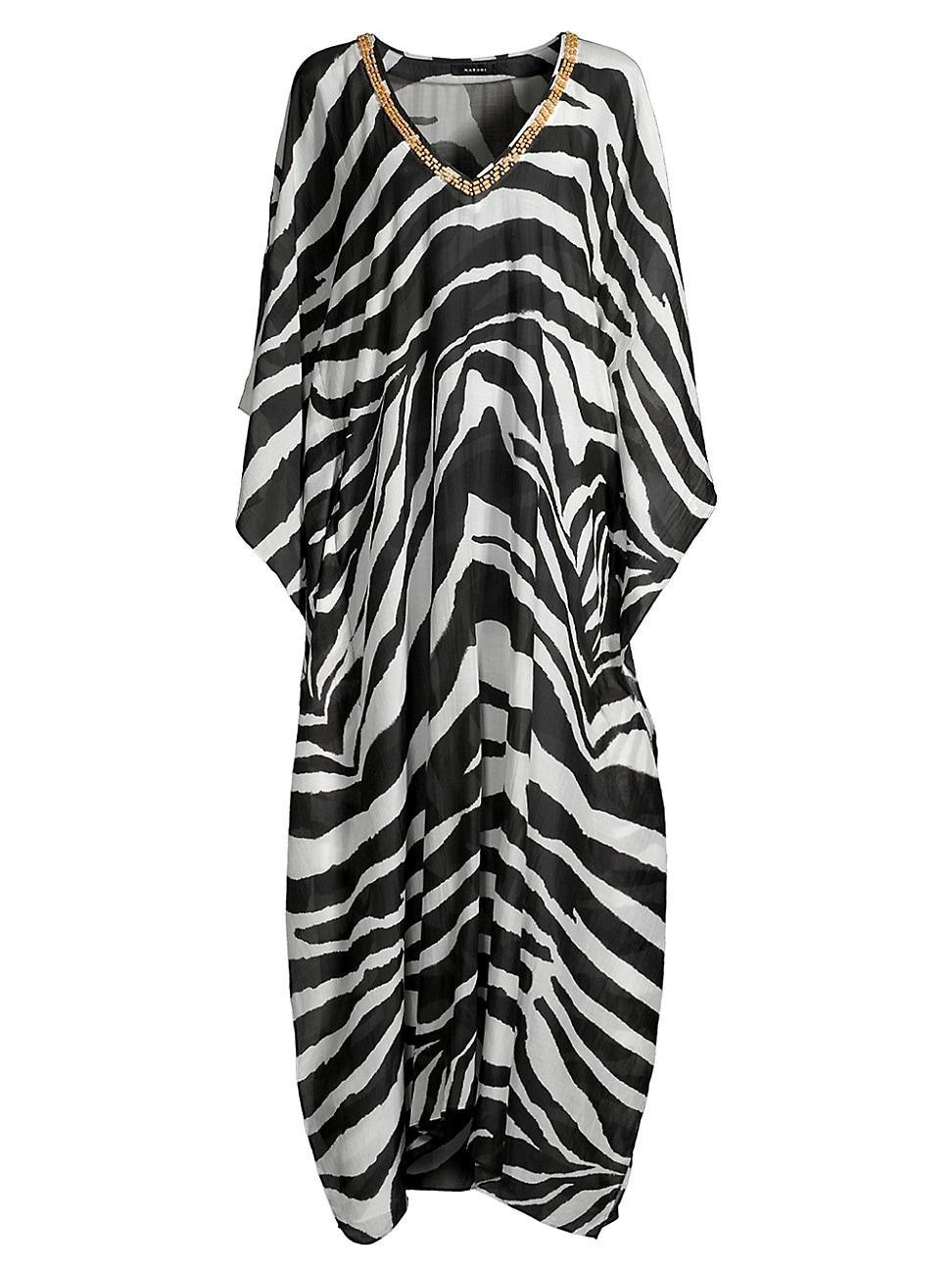 Womens Zebra Cotton-Silk V-Neck Maxi Dress Product Image