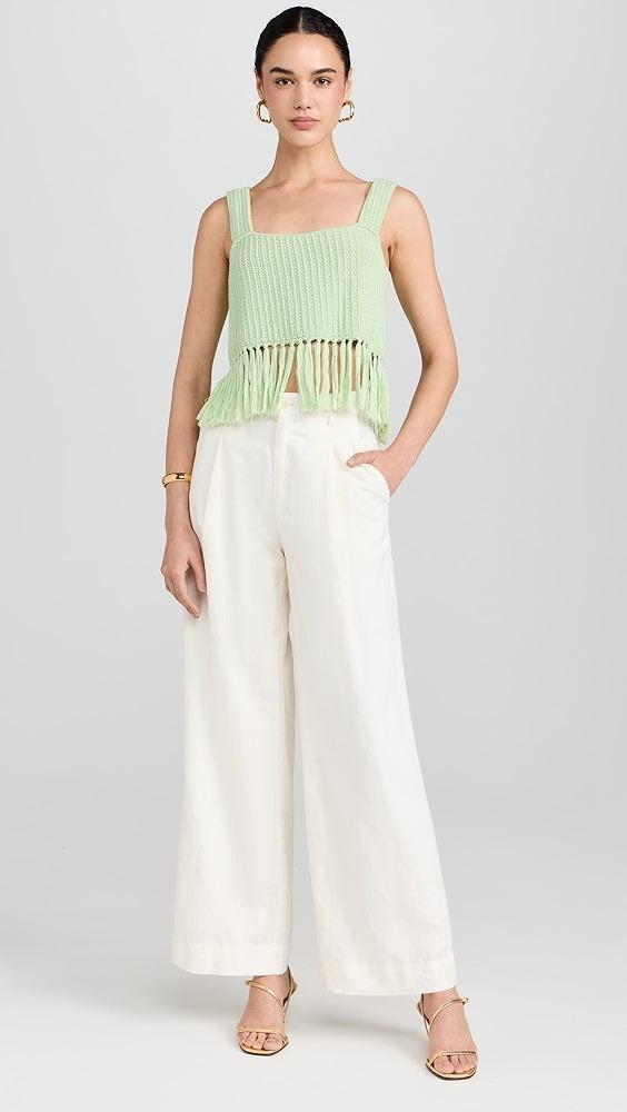 KITRI Roxanna Pistachio Crochet Knit Top | Shopbop Product Image