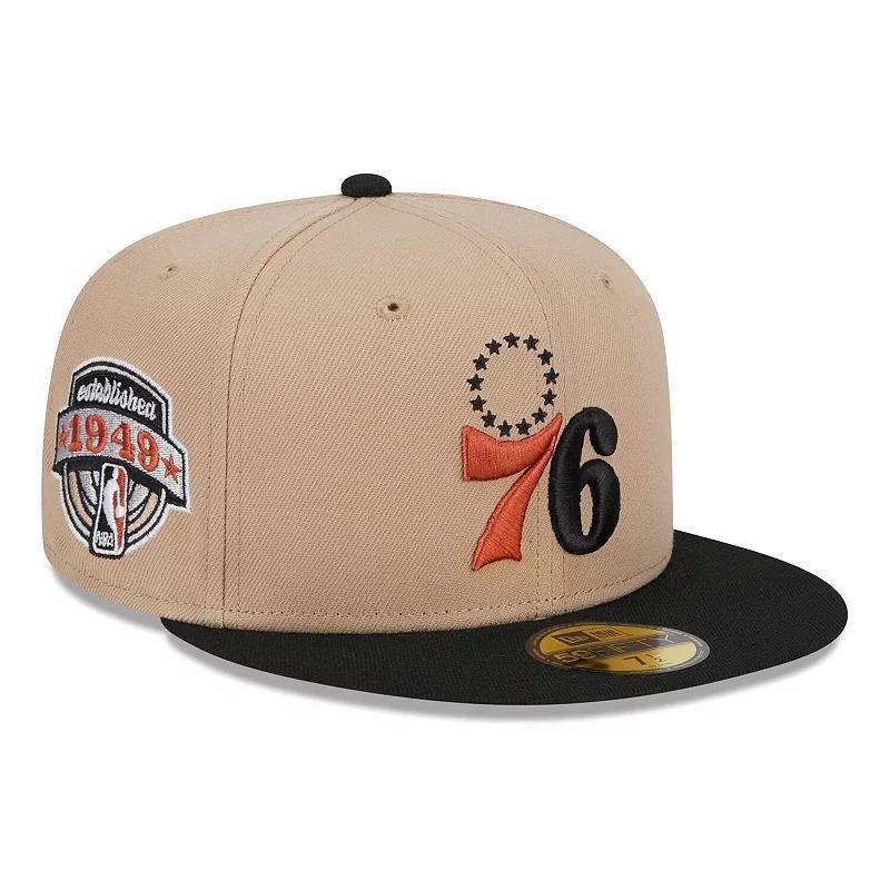 Mens New Era Tan/Black Burnt Orange Logo 2-Tone 59FIFTY Fitted Hat Product Image