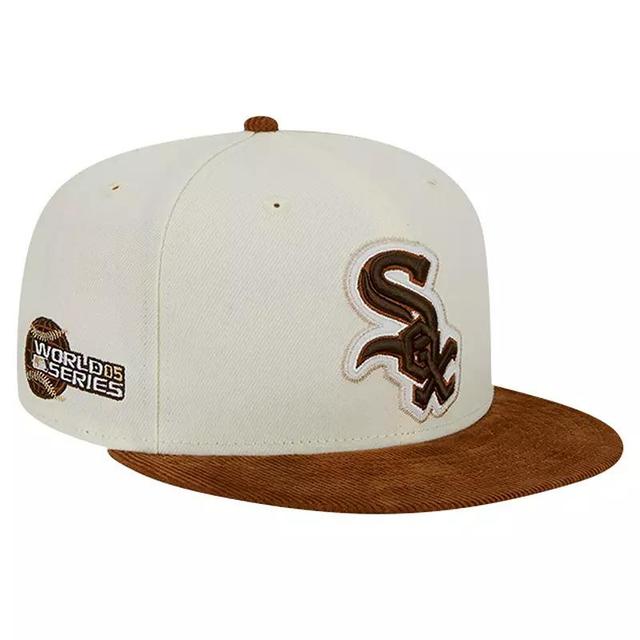 Mens New Era Cream Chicago White Sox Chrome Corduroy Visor 59FIFTY Fitted Hat Product Image