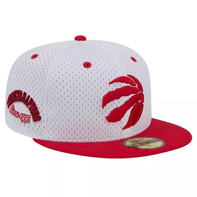 Mens New Era White/Red Toronto Raptors Throwback 2Tone 59FIFTY Fitted Hat Product Image