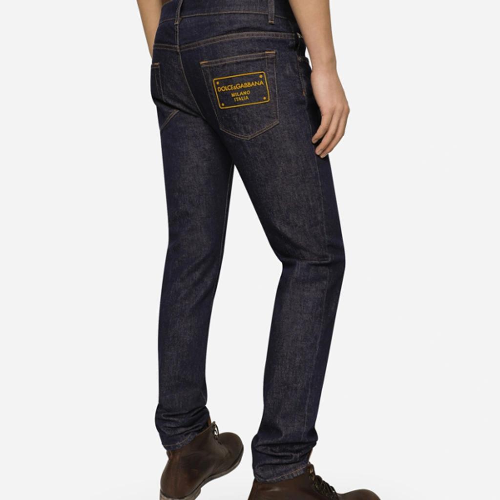 Logo-plaque Slim-cut Jeans In Black Product Image