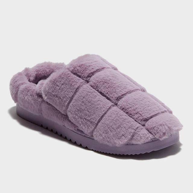 dluxe by dearfoams Womens Textured Furry Clog Slippers - Plum Purple Product Image