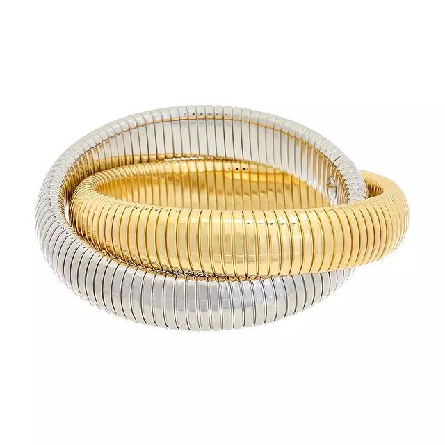 Meshmerise 18kt Gold Plated Bangle Bracelet, Womens, Two Tone Product Image