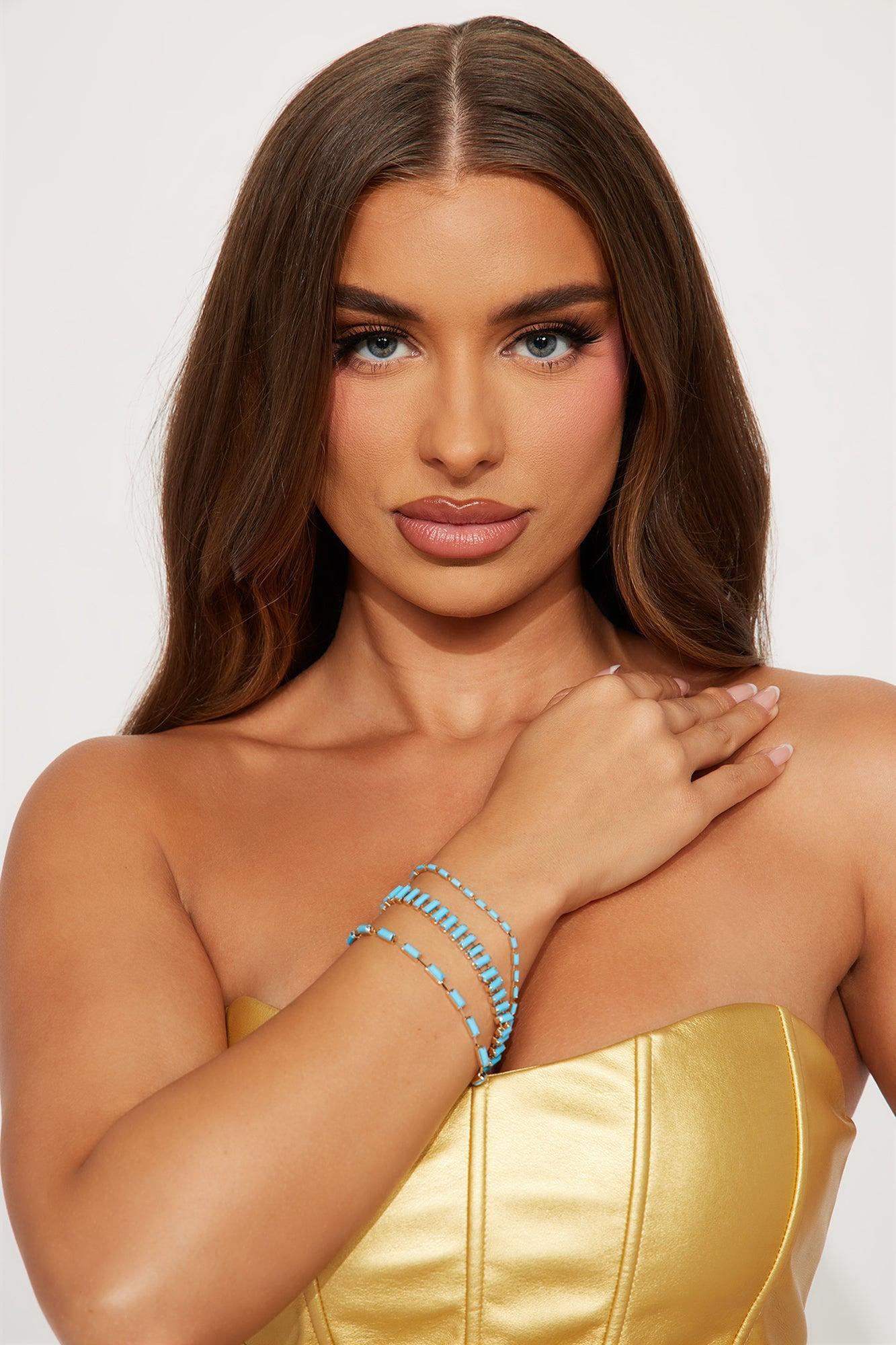 Haven Beach Bracelet Set - Gold/Blue Product Image