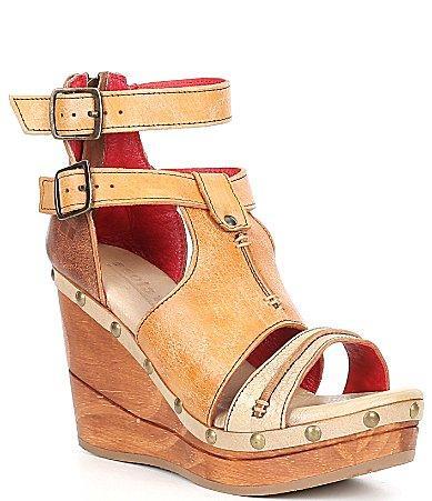 Bed Stu Princess Studded Multi-Tone Leather Platform Wedge Sandals Product Image