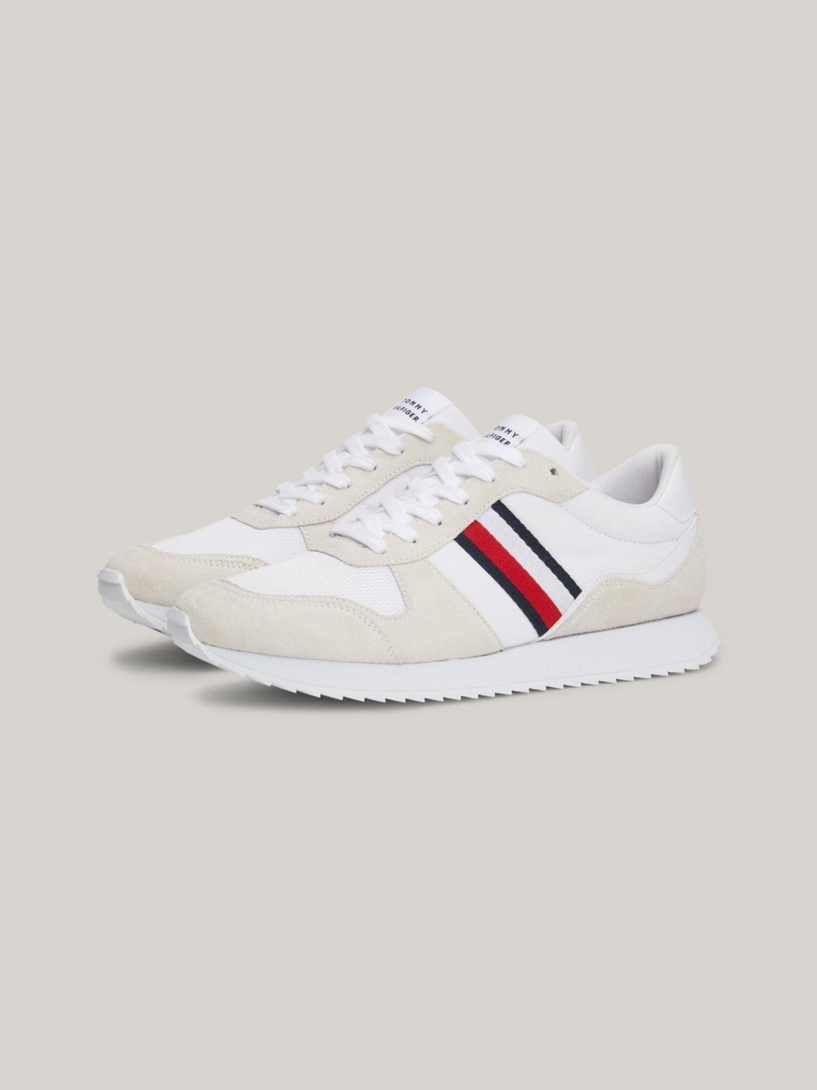 Tommy Hilfiger Men's Signature Stripe Mix Panel Sneaker - White - US 10 / EU 43 Product Image