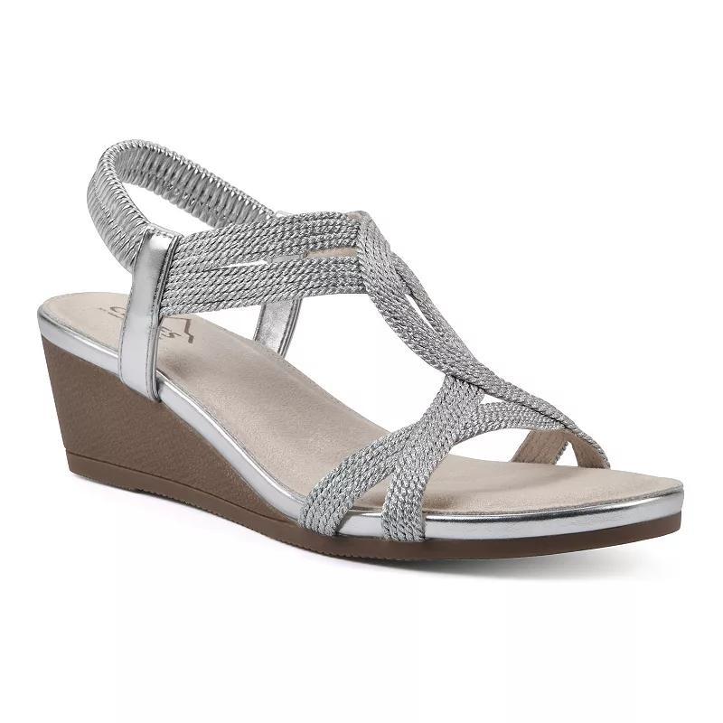 Cliffs by White Mountain Candelle Womens Wedge Sandals Silver Grey Fabric Product Image